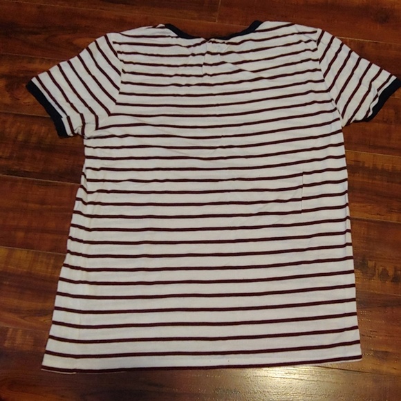 white and burgony striped tee - Picture 3 of 3